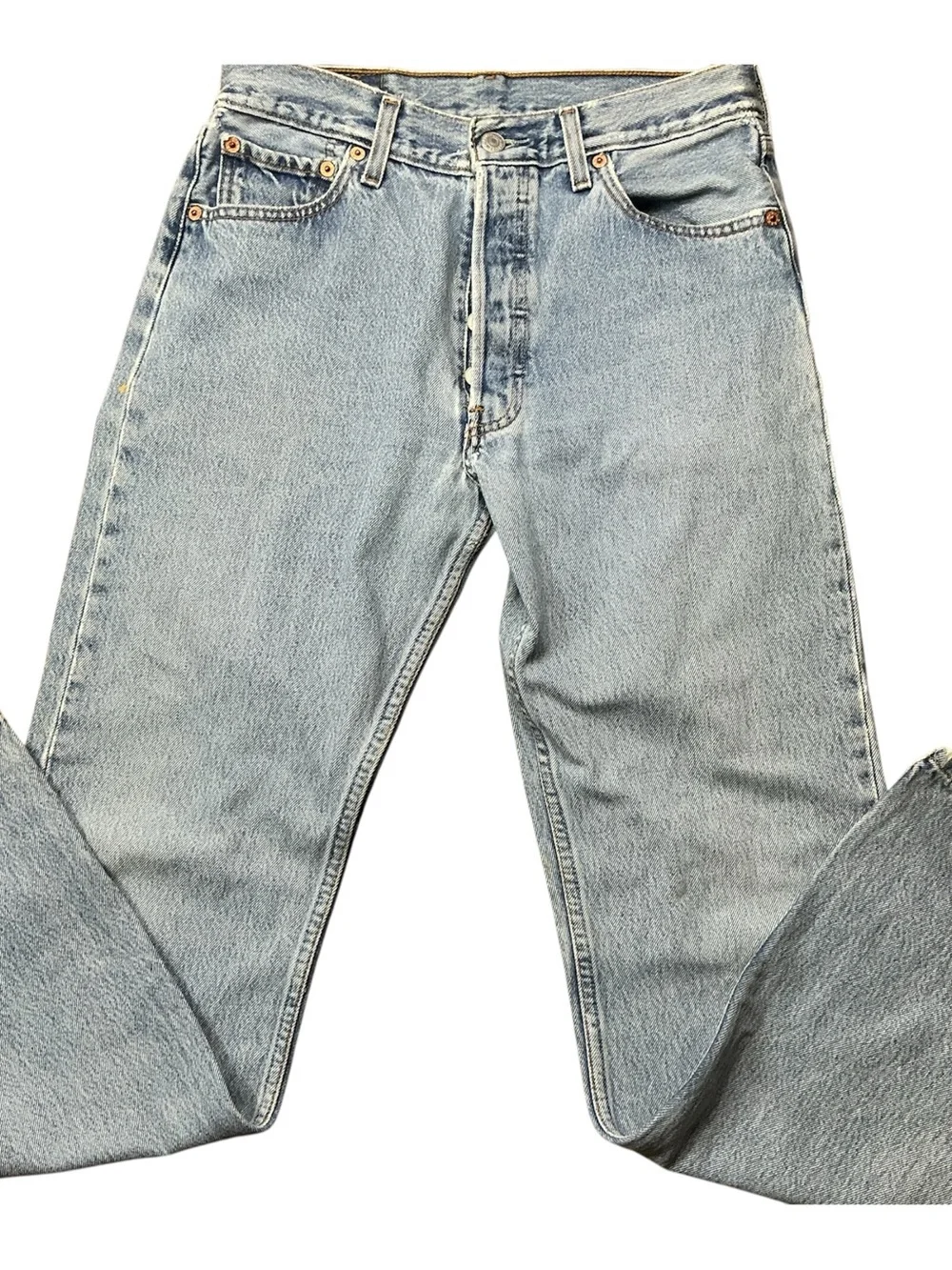 Vintage Levi’s 501 button fly light wash straight leg jeans 29 x 30